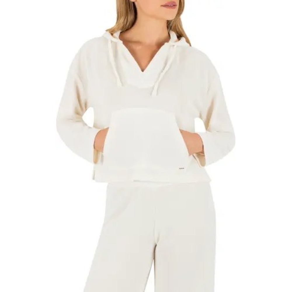 Hurley Womens Ribbed Hoodie Tofu Off White V-Neck Pullover Small TFE00887T-T116